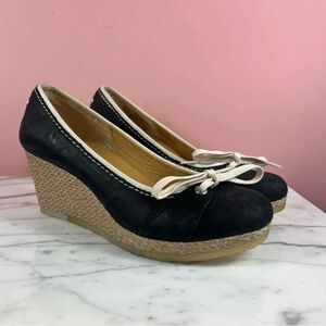 Clarks Originals Women’s Wedges Leather Crepe Sole Retro Size 8.5 Navy